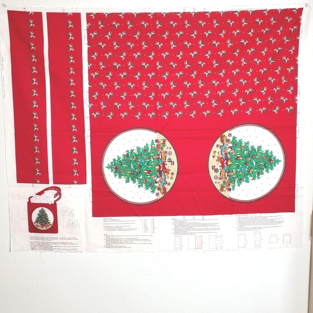Vintage V.I.P  Cranston Christmas Tree Tote Bag Sewing Fabric Panel Cut & Sew